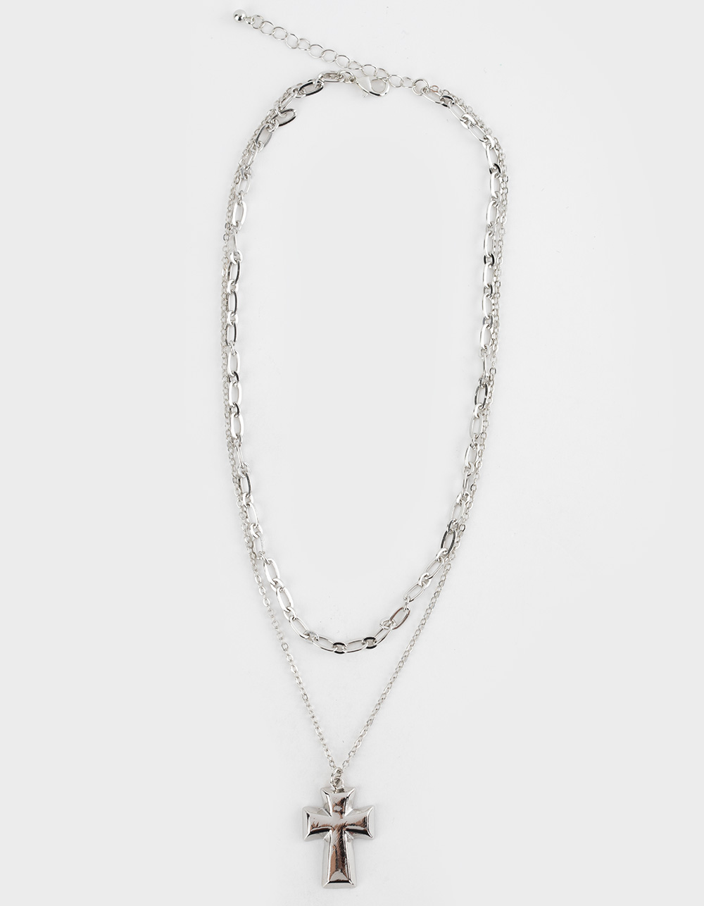 RSQ Layered Chunky Cross Necklace - SILVER