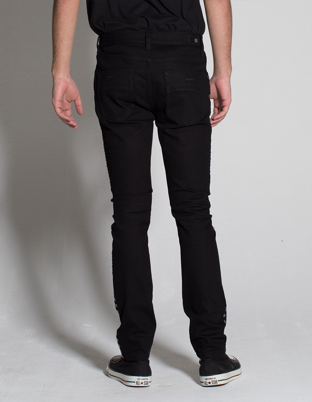 RSQ Seattle Stud Mens Skinny Taper Jeans BLACK DENIM Tillys