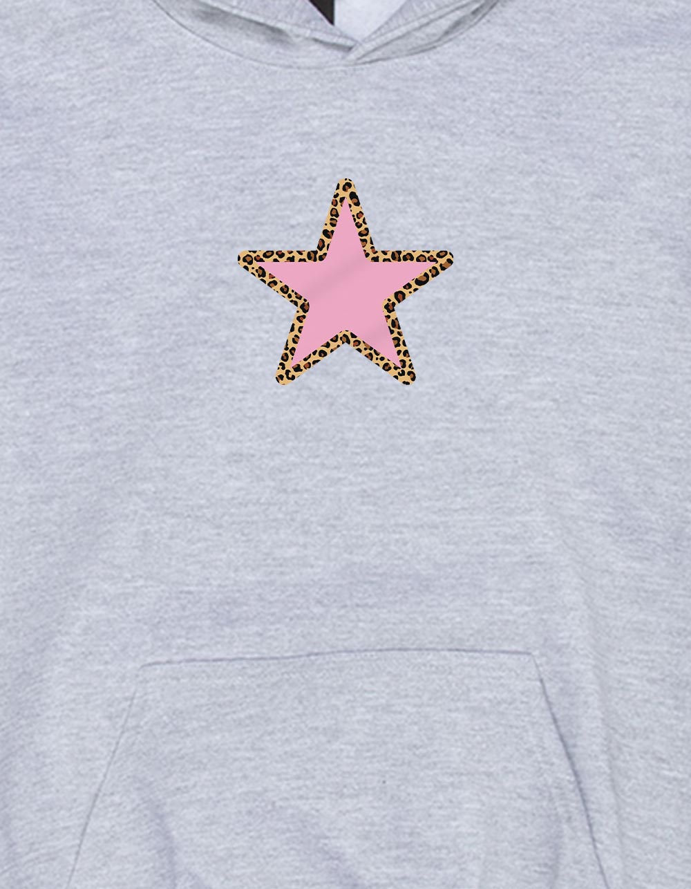 STAR Pink Cheetah Unisex Kids Hoodie - HEATHER GRAY