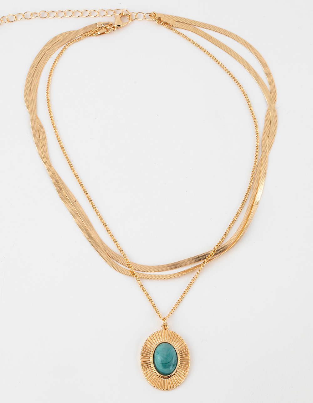 FULL TILT Layered Snake Chain & Pendant Necklace - GOLD
