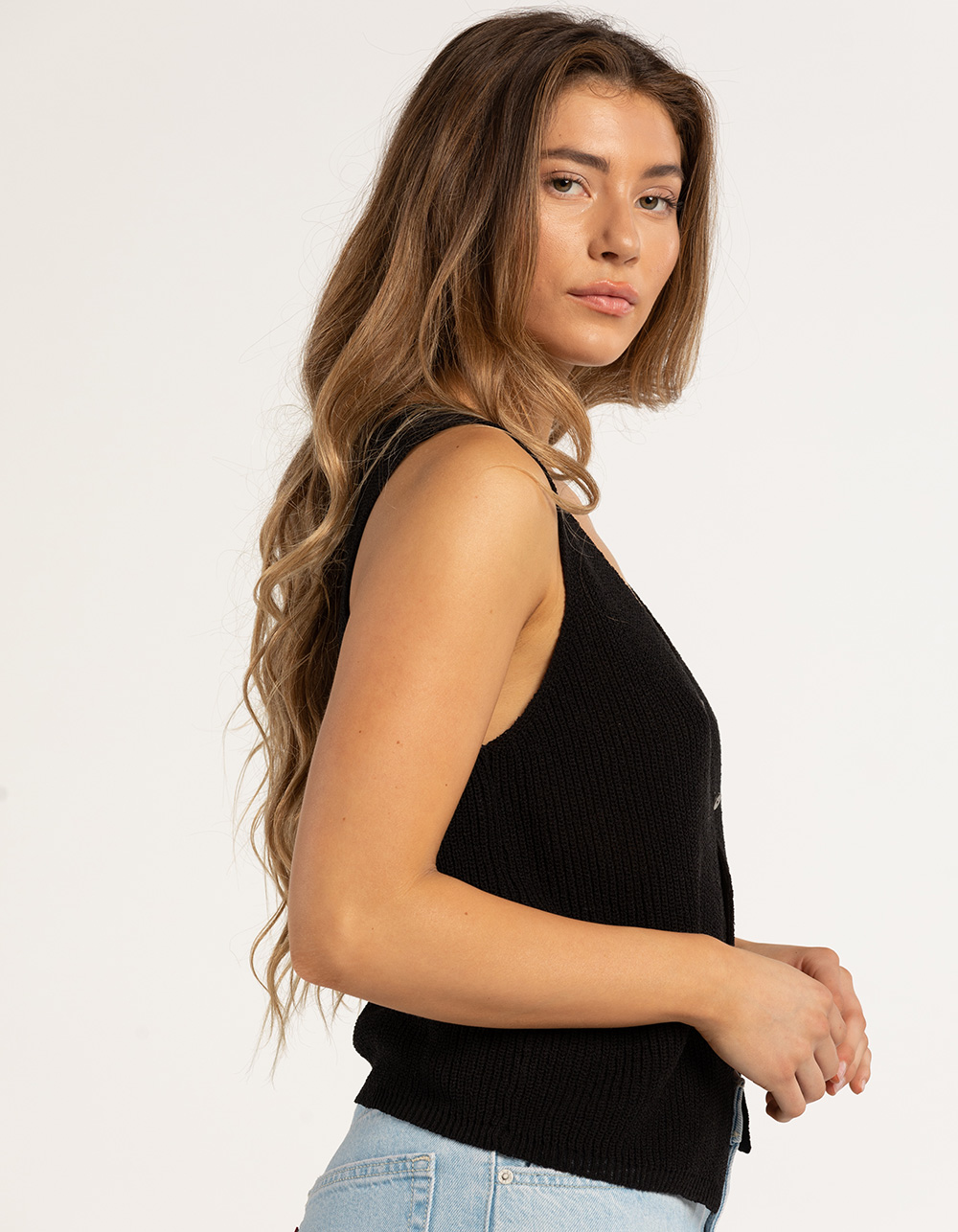 COTTON CANDY LA Flyaway Womens Sweater Tank Top BLACK Tillys