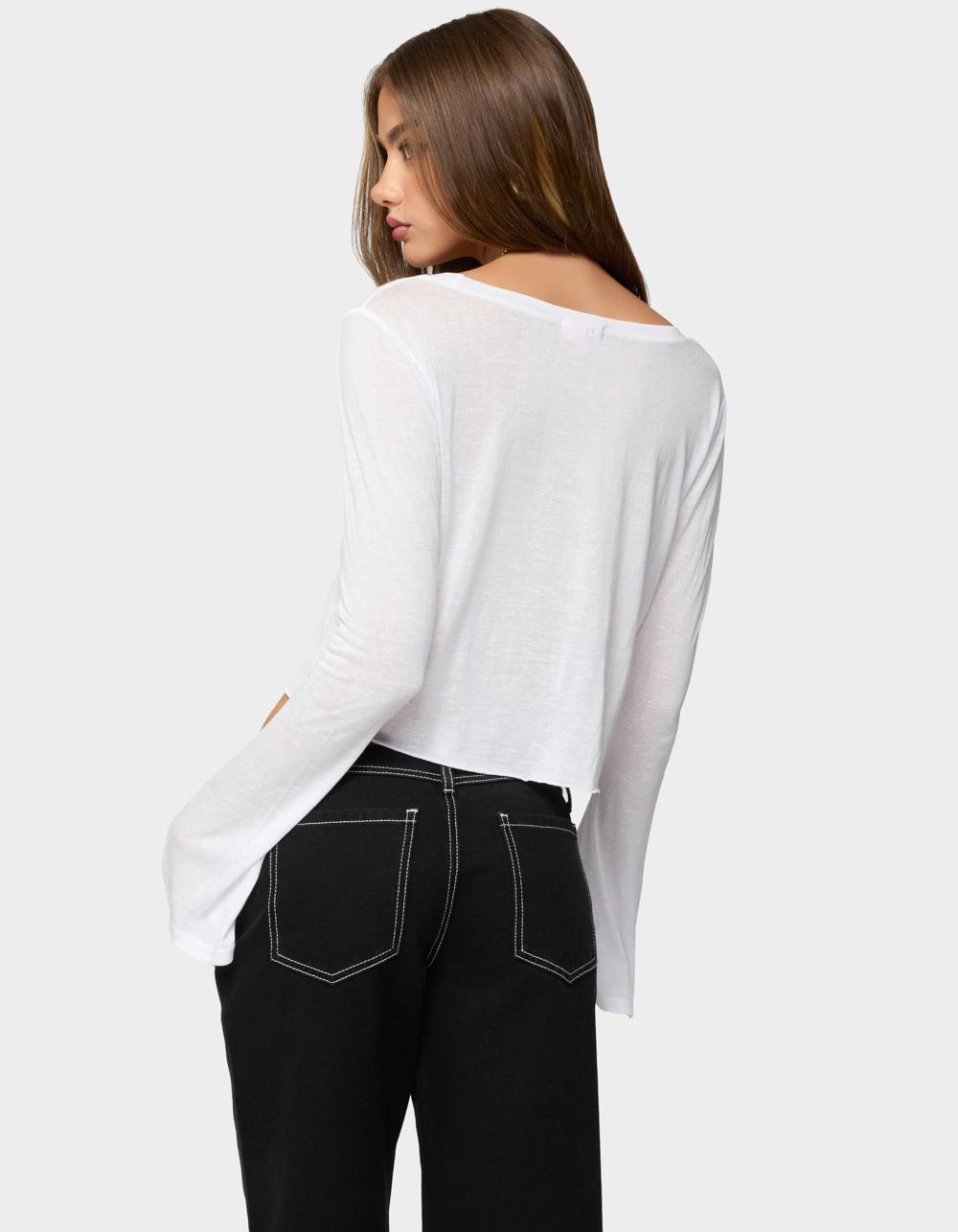 EDIKTED Catalena Long Sleeve Sheer Top - WHITE
