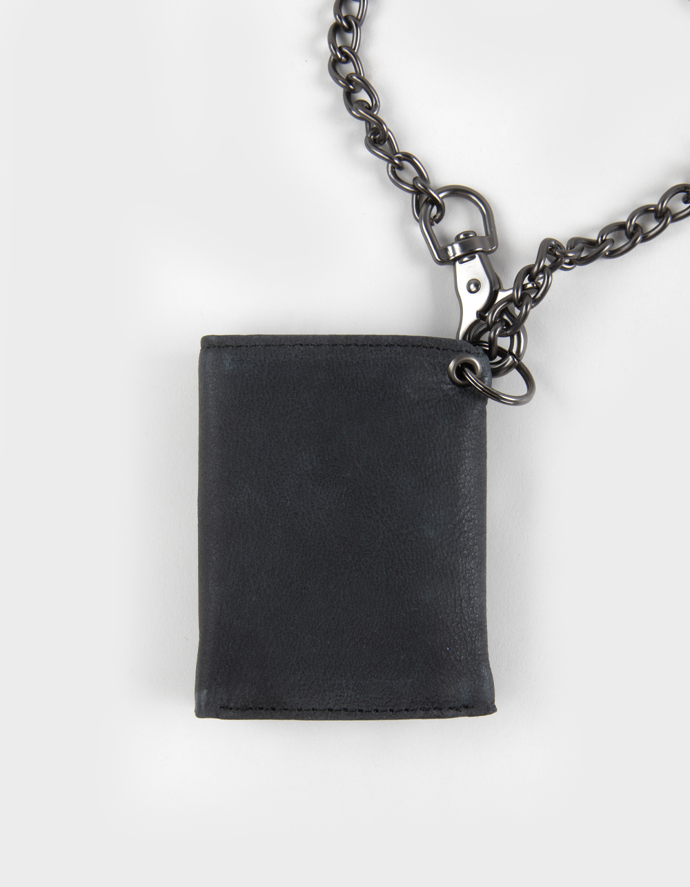 DICKIES Genuine Leather Trifold Wallet with Chain - BLACK