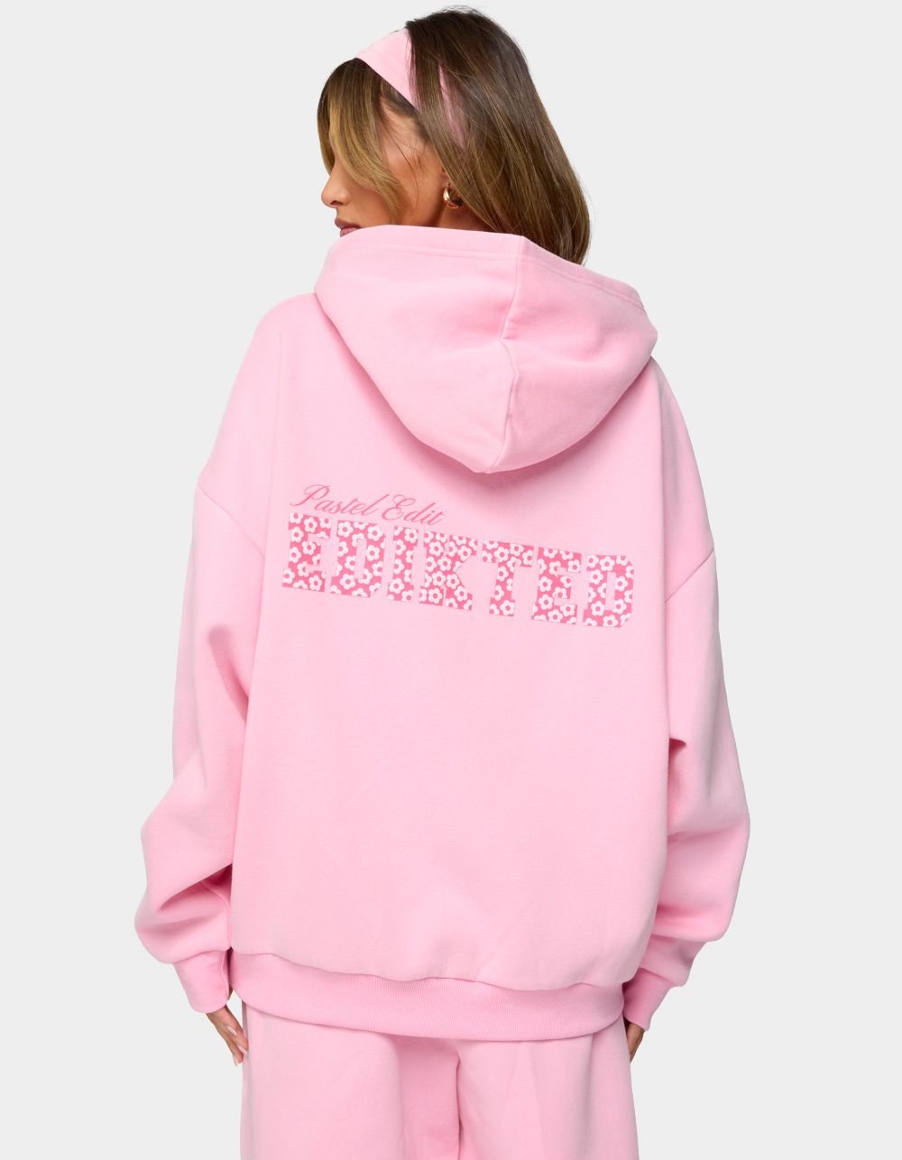 Edikted Pastel Edit Oversized Hoodie - PINK