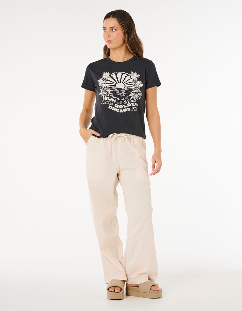 RIP CURL Sun Beams Womens Standard Tee - WASHED BLACK