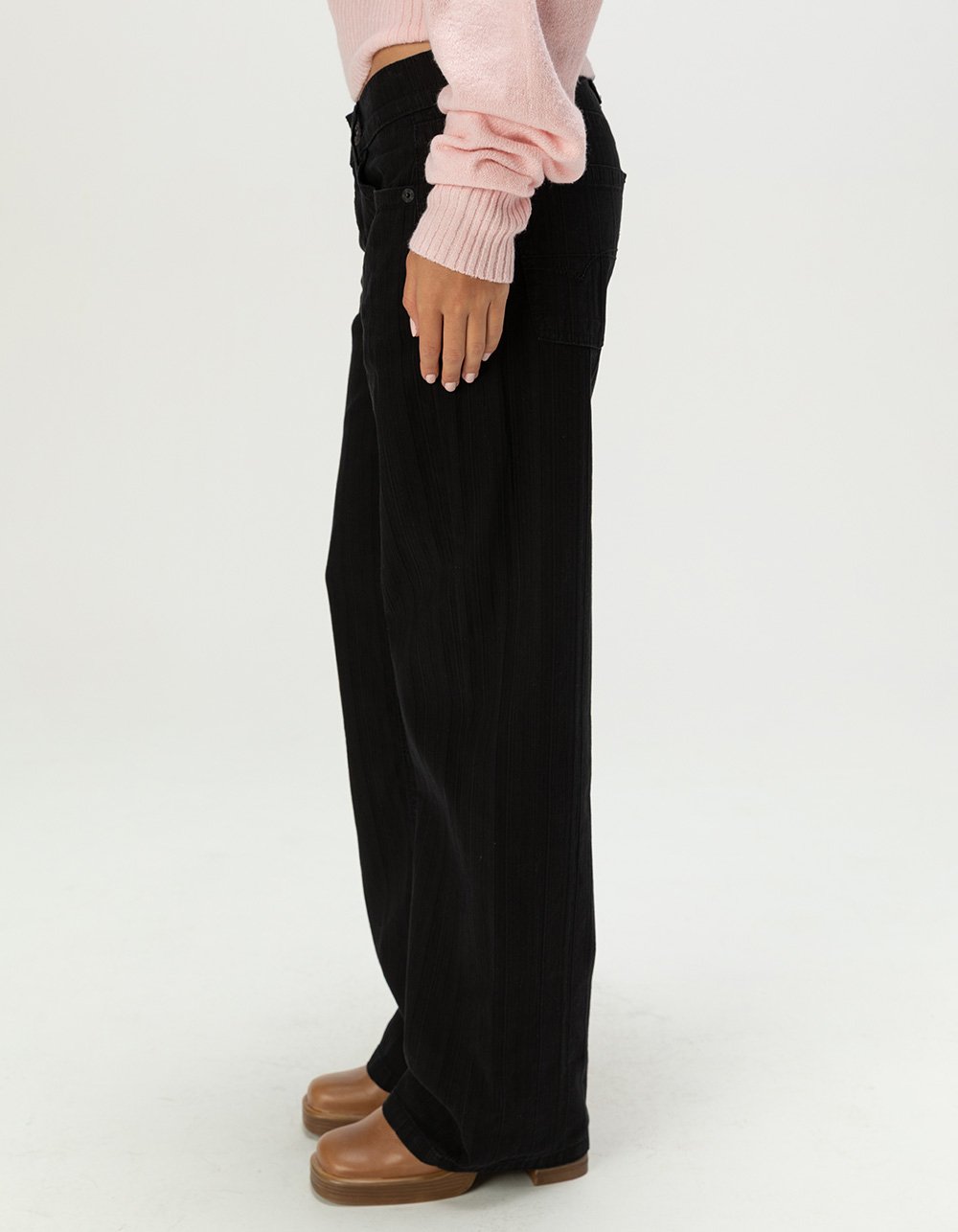 BDG Urban Outfitters Kayla Womens Low Rise Slouchy Texture Jeans - BLACK