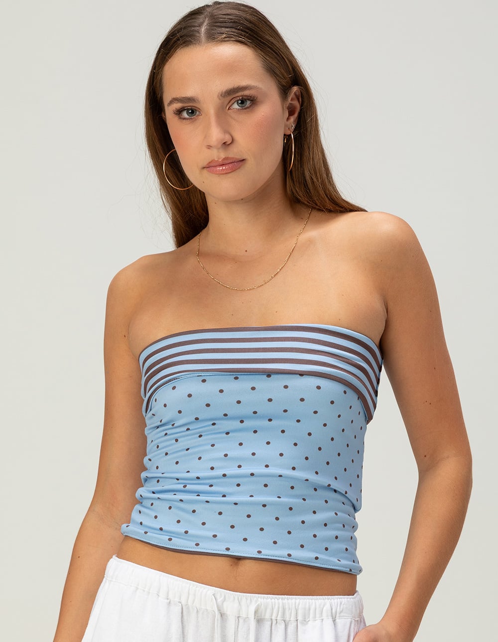 RSQ Womens Reversible Tube Top - BLUE COMBO