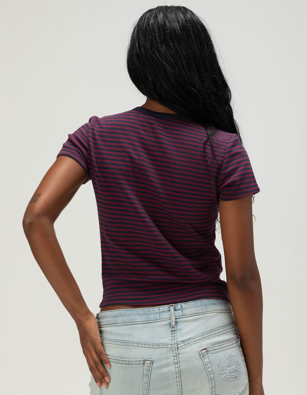 TILLYS Womens Stripe Ringer Tee - NAVY COMBO
