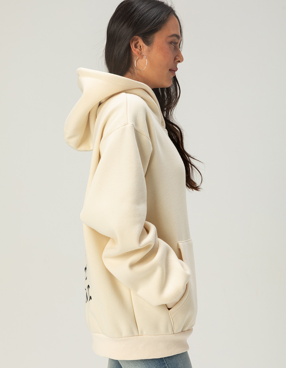 HAPPY CAMP3R The World Is Better Womens Zip-Up Hoodie - CREAM