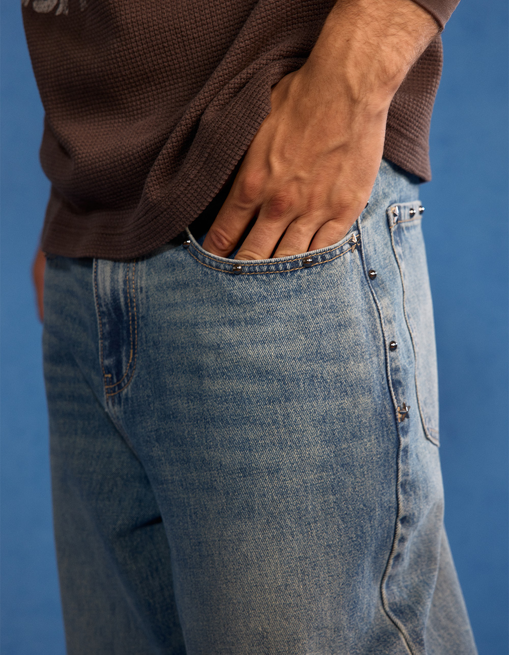RSQ Studs Mens Extra Baggy Jeans - MEDIUM WASH