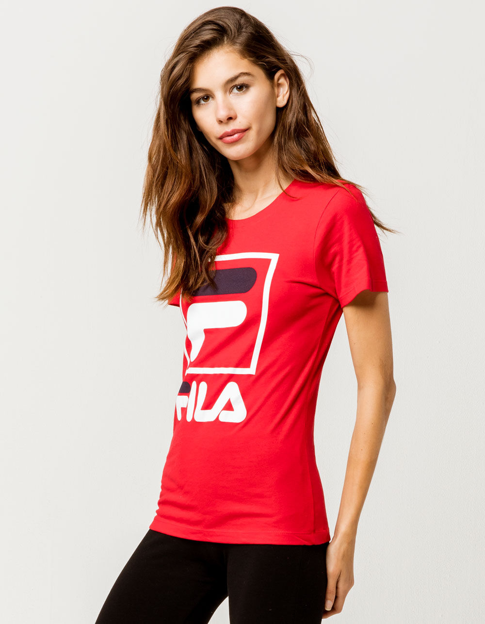 FILA Stacked Red Womens Tee image number 1