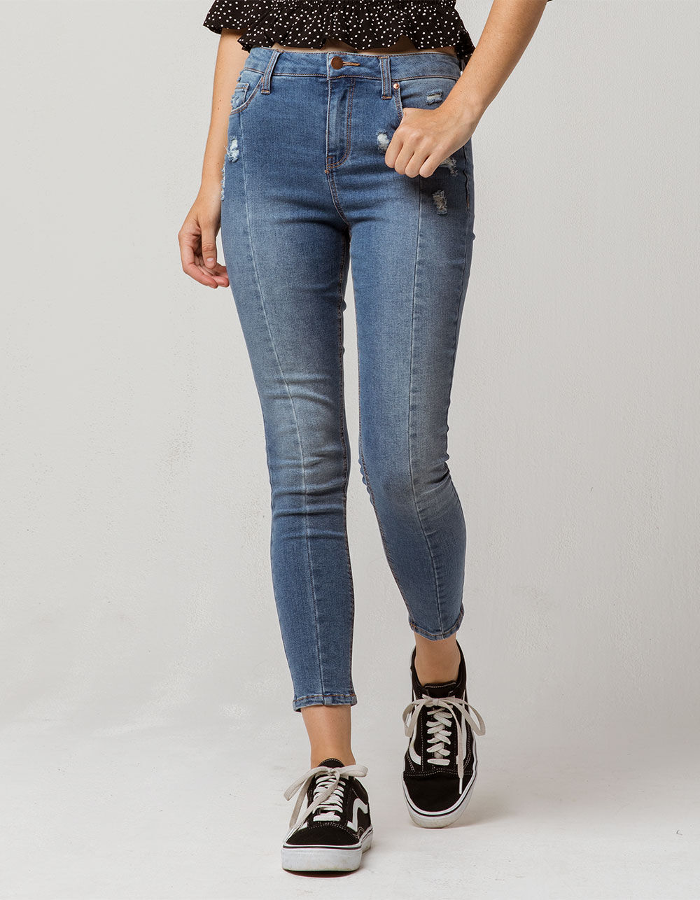 IVY & MAIN Seamed High Waisted Womens Ripped Skinny Jeans - MEDIUM ...