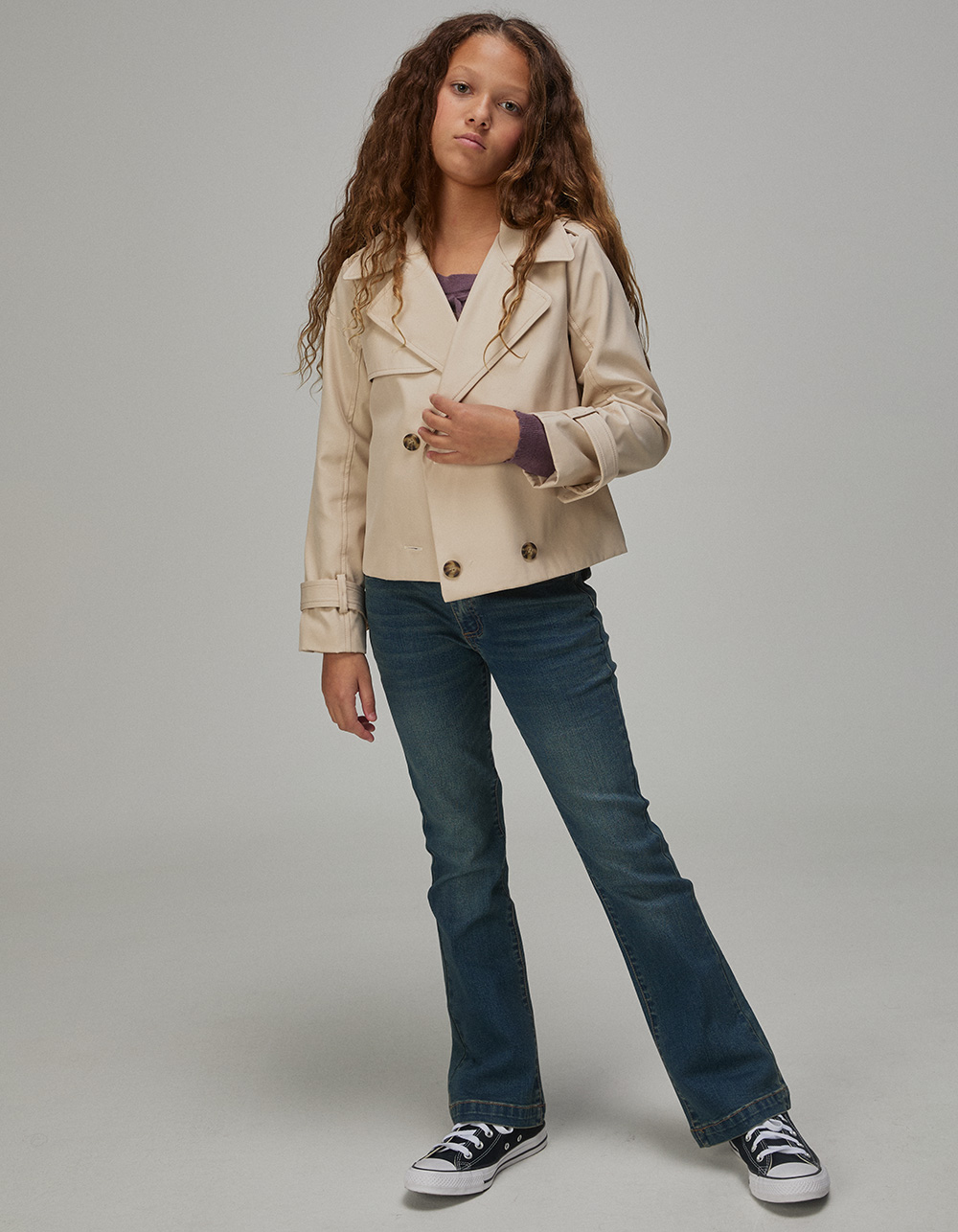 RSQ Girls Cropped Jacket - ECRU