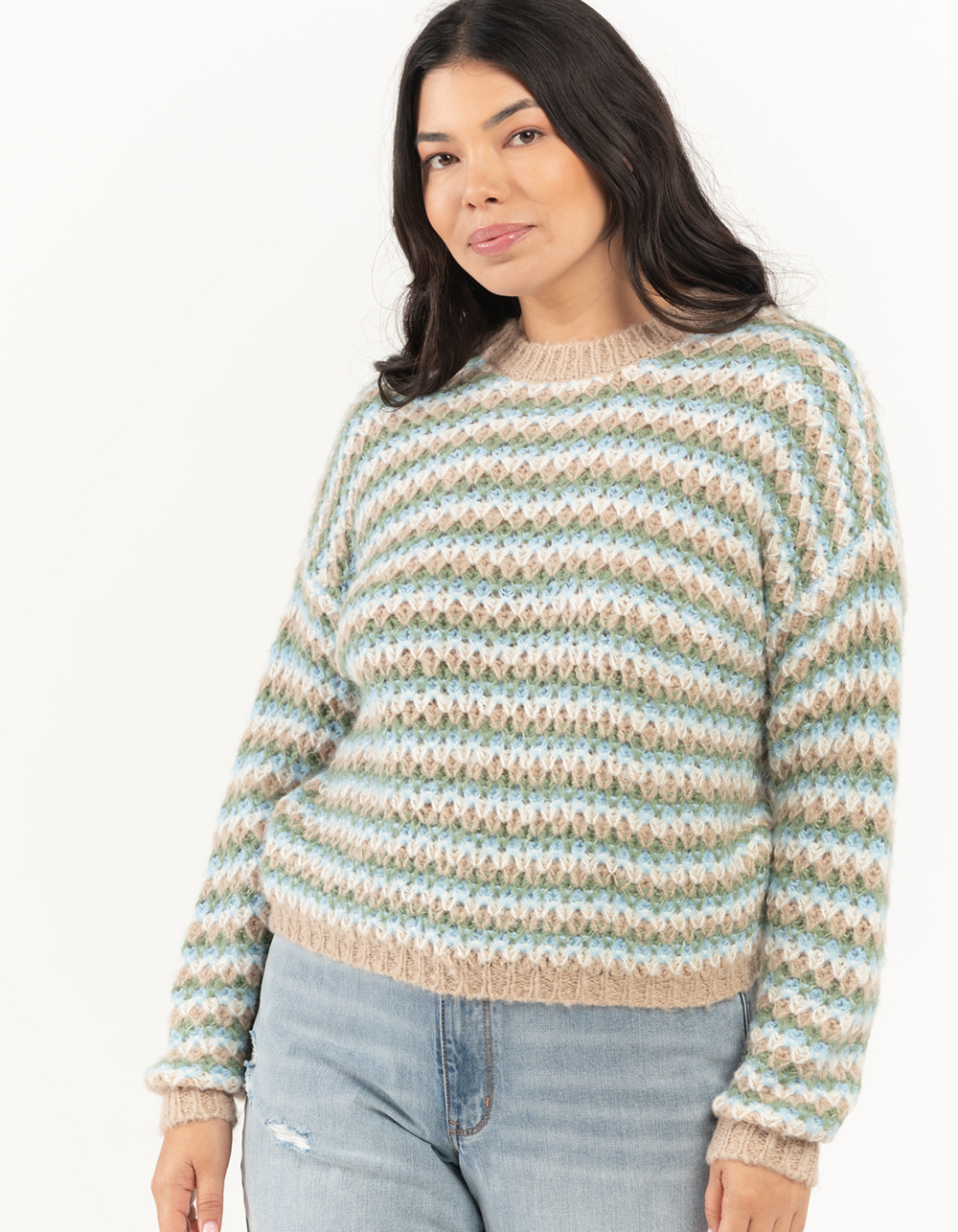 Yumi Red Knitted Balloon Sleeve Textured Jumper