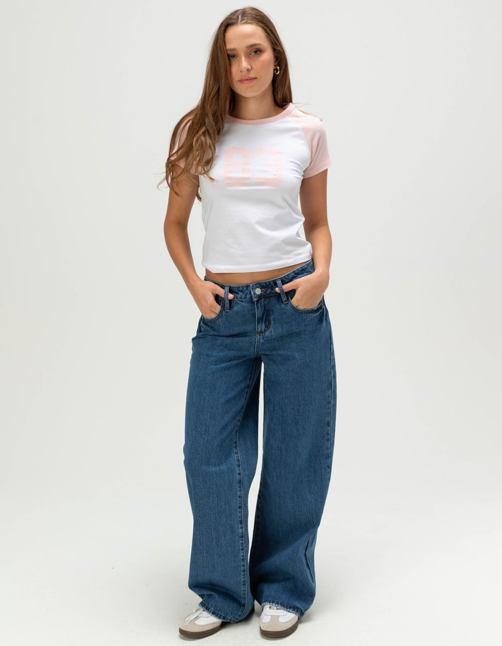 RSQ Womens 83 Raglan Tee - PINK