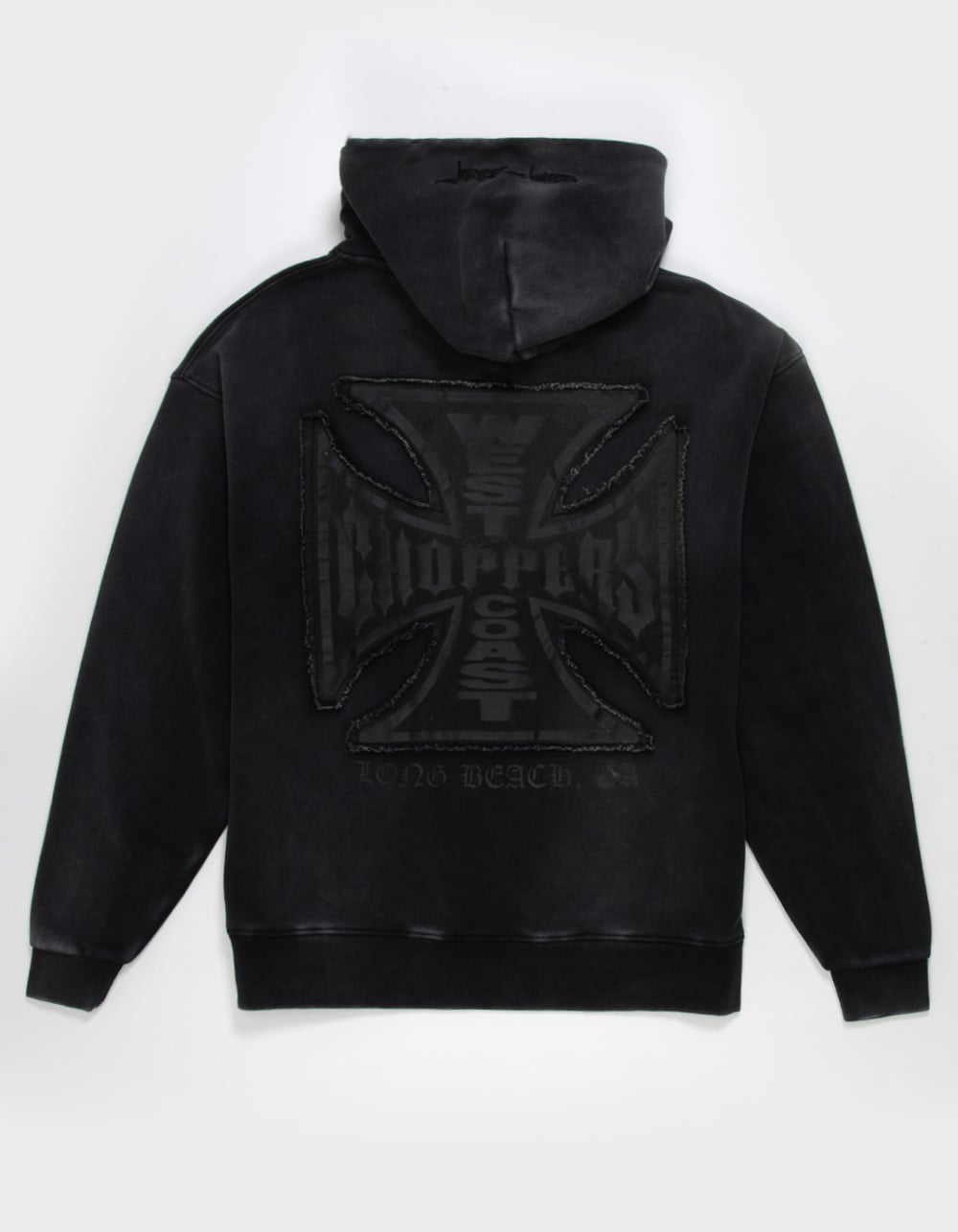 WEST COAST CHOPPERS Ghost Fray Mens Hoodie  - WASHED BLACK