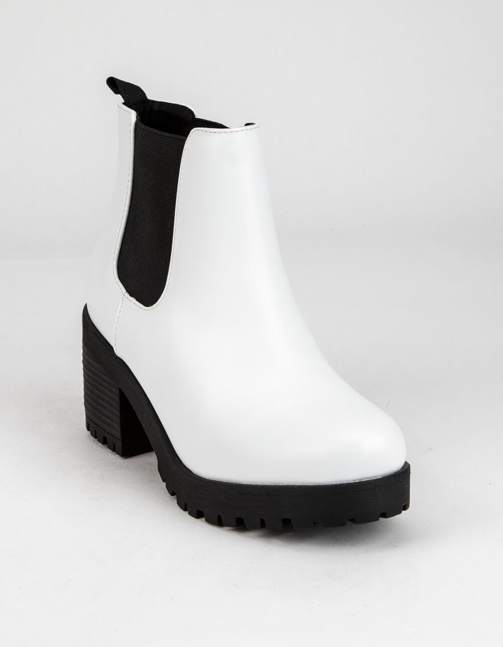 SODA Lug Sole Womens White Chelsea Boots - WHITE | Tillys