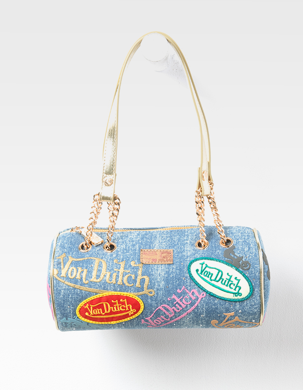VON DUTCH Barrel Shoulder Bag - DENIM