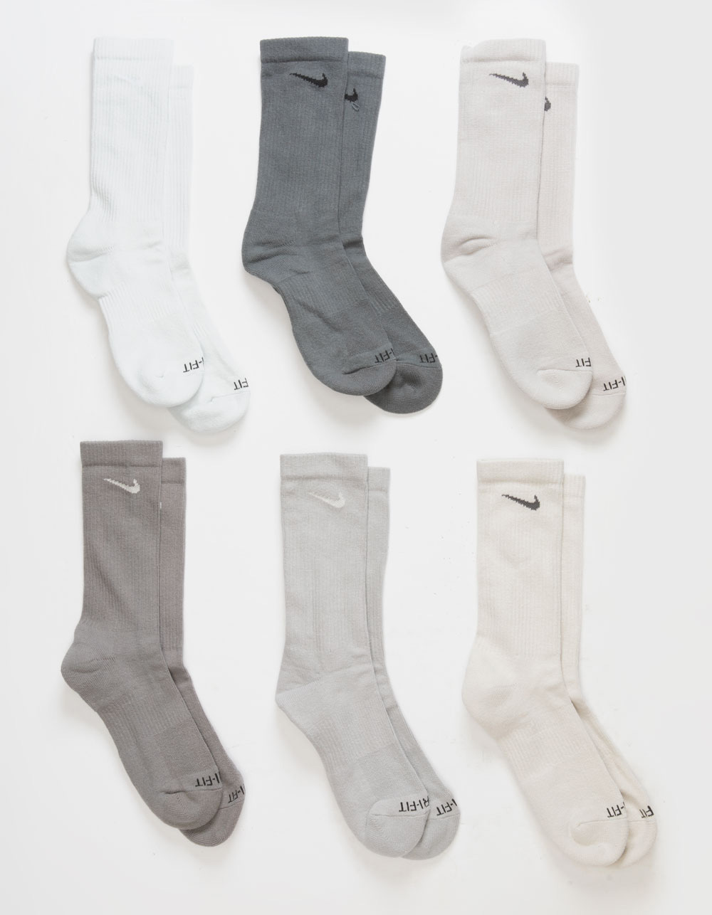 NIKE Everyday Plus Cushioned 6 Pack Crew Socks - GRAY COMBO