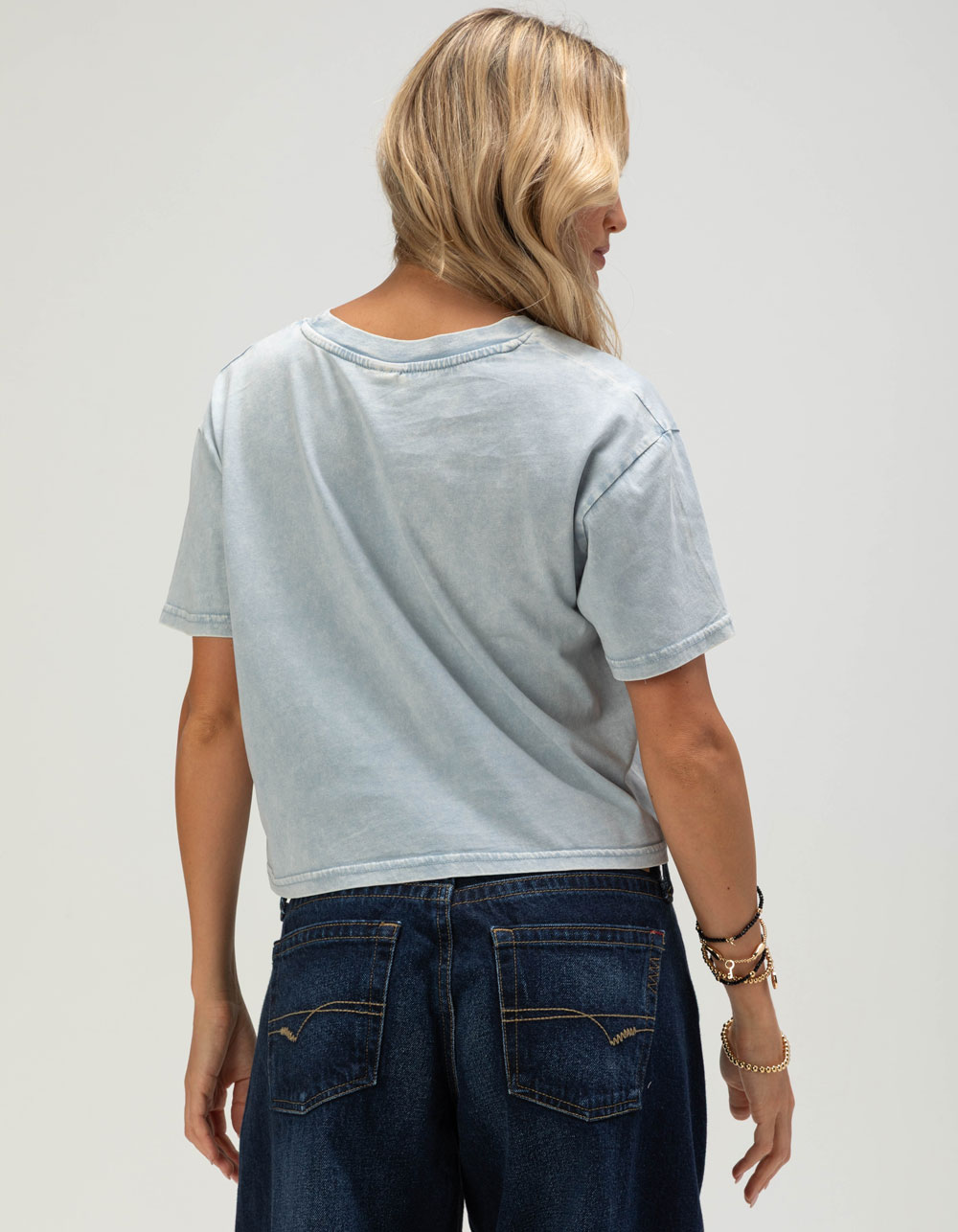 CHICKA-D UCLA Short 'n Sweet Womens Crop Tee - LIGHT BLUE