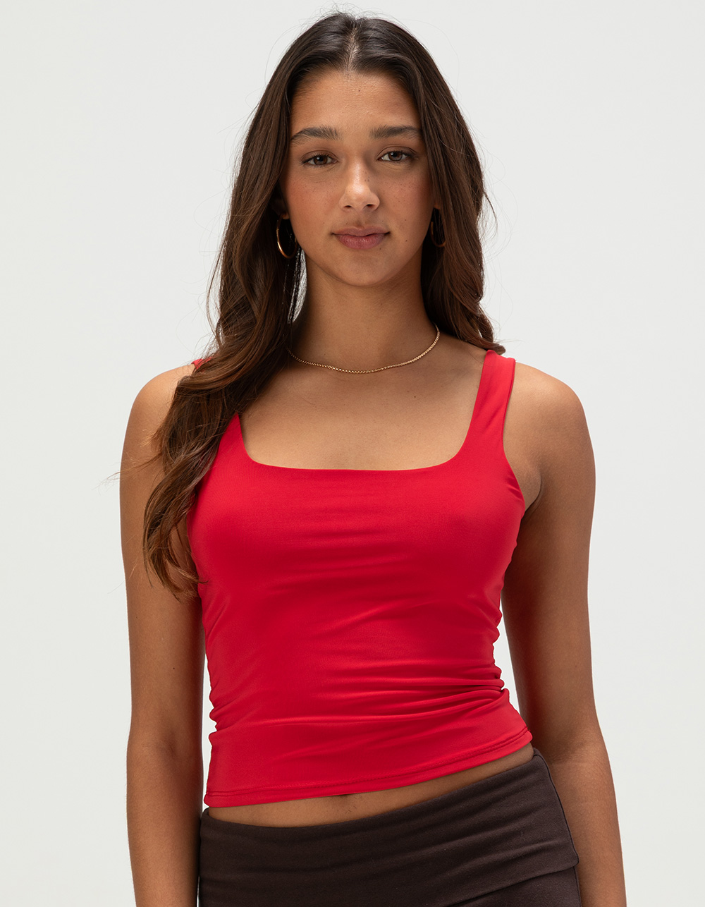 TILLYS Womens Butter Soft Square Neck Top - RED
