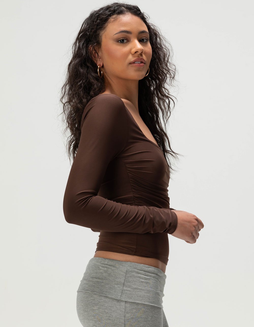 TILLYS Square Neck Cinch Womens Long Sleeve Top