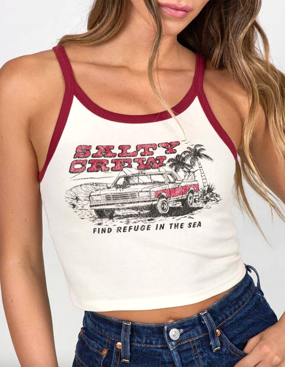 SALTY CREW Truck Stop Womens Tank Top - CREAM