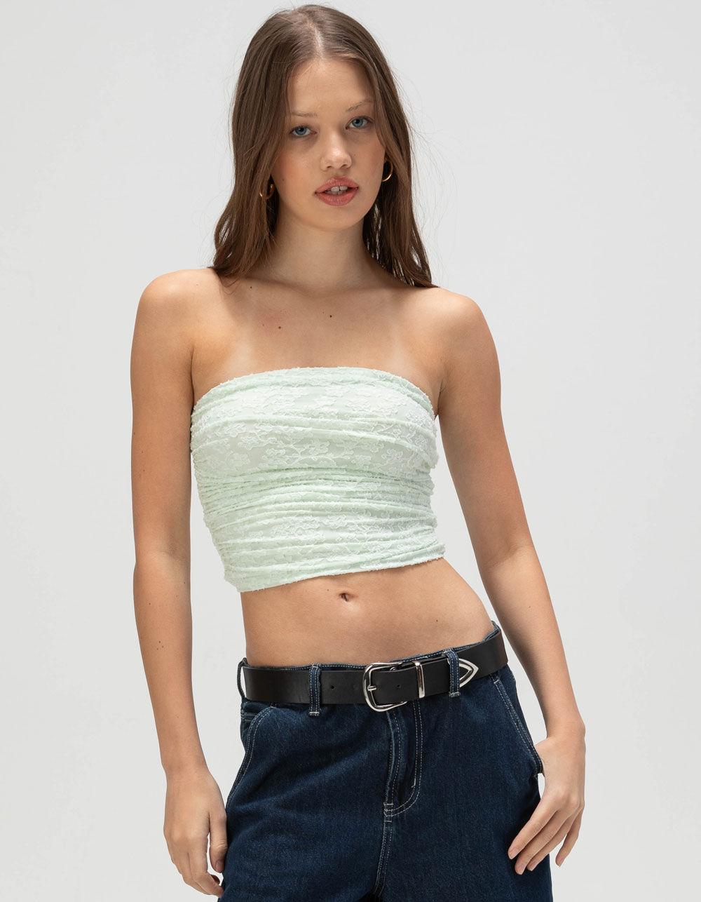 FULL TILT Texture Cinch Womens Tube Top - MINT