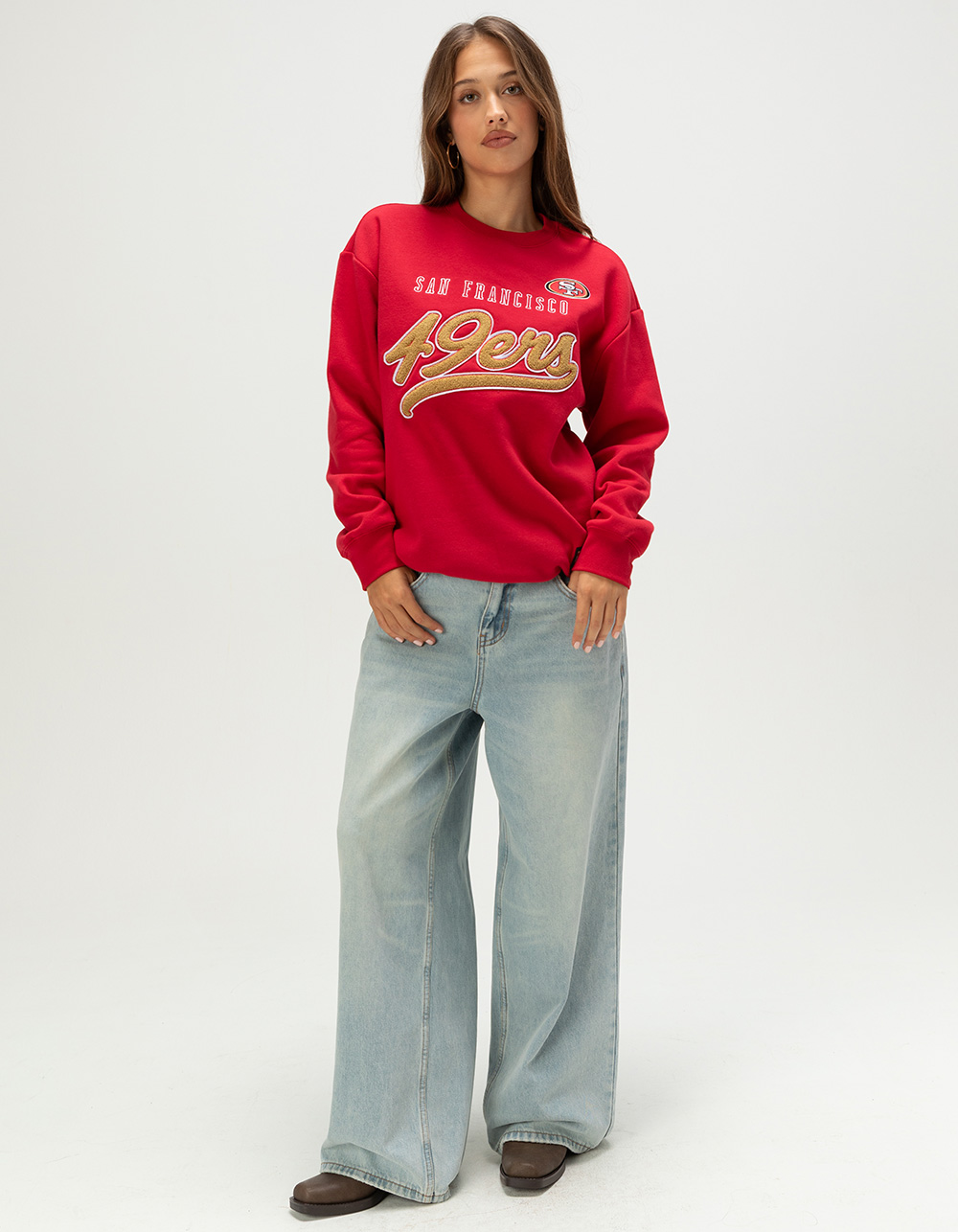 SAN FRANCISCO 49ERS Script Womens Crewneck Sweatshirt - RED
