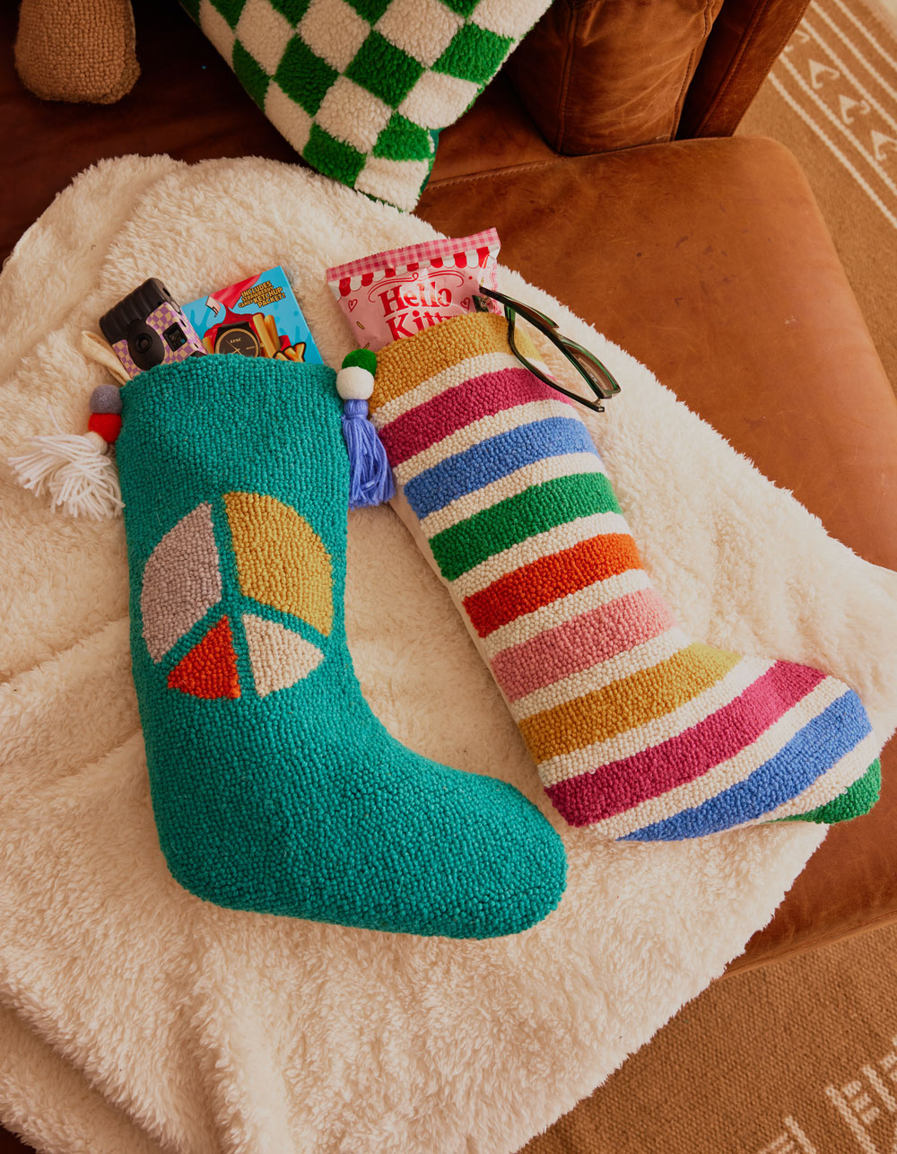 Rainbow Wool Hooked Christmas Stocking - MULTI | Tillys