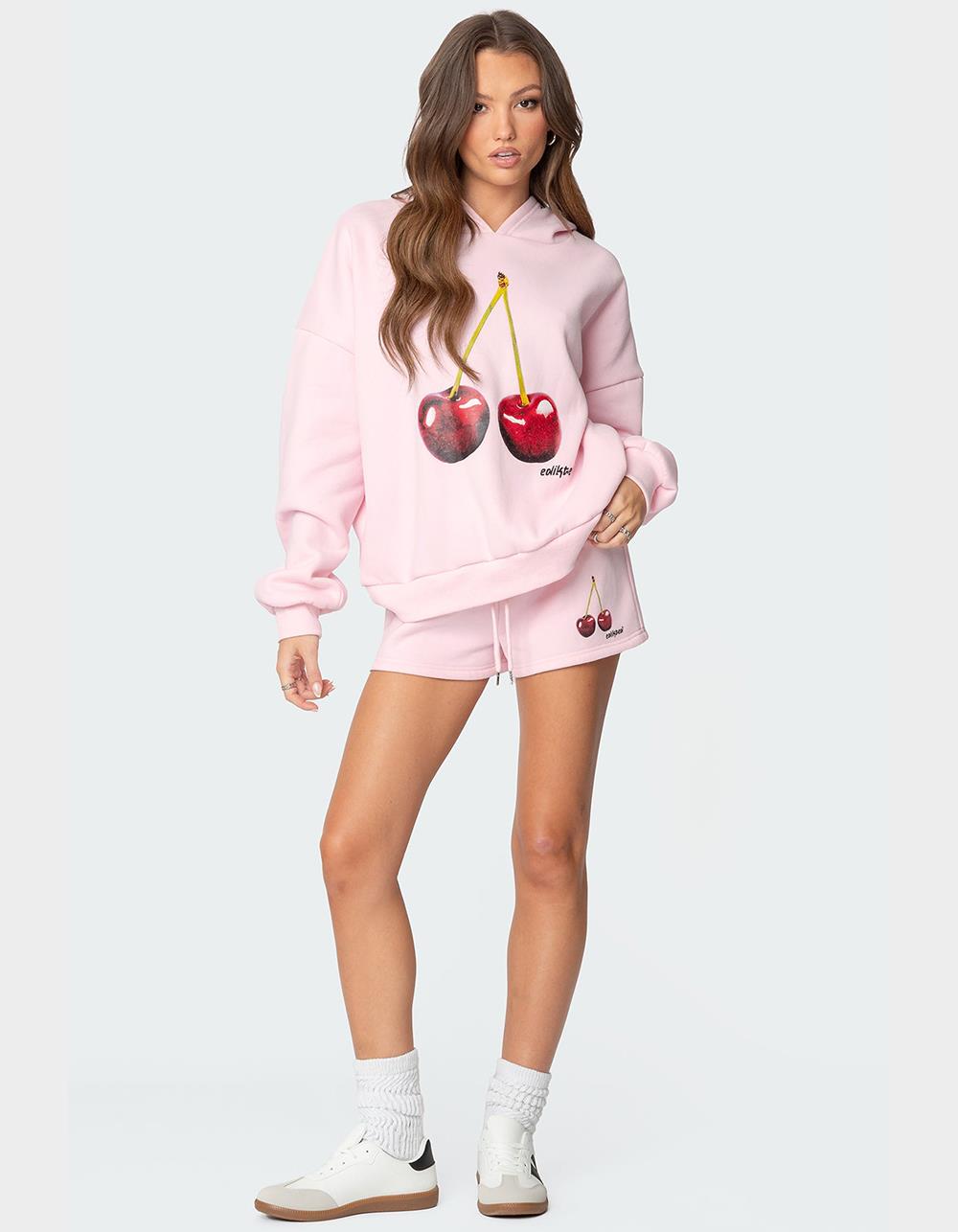 EDIKTED Mon Cheri Hoodie - LIGHT PINK
