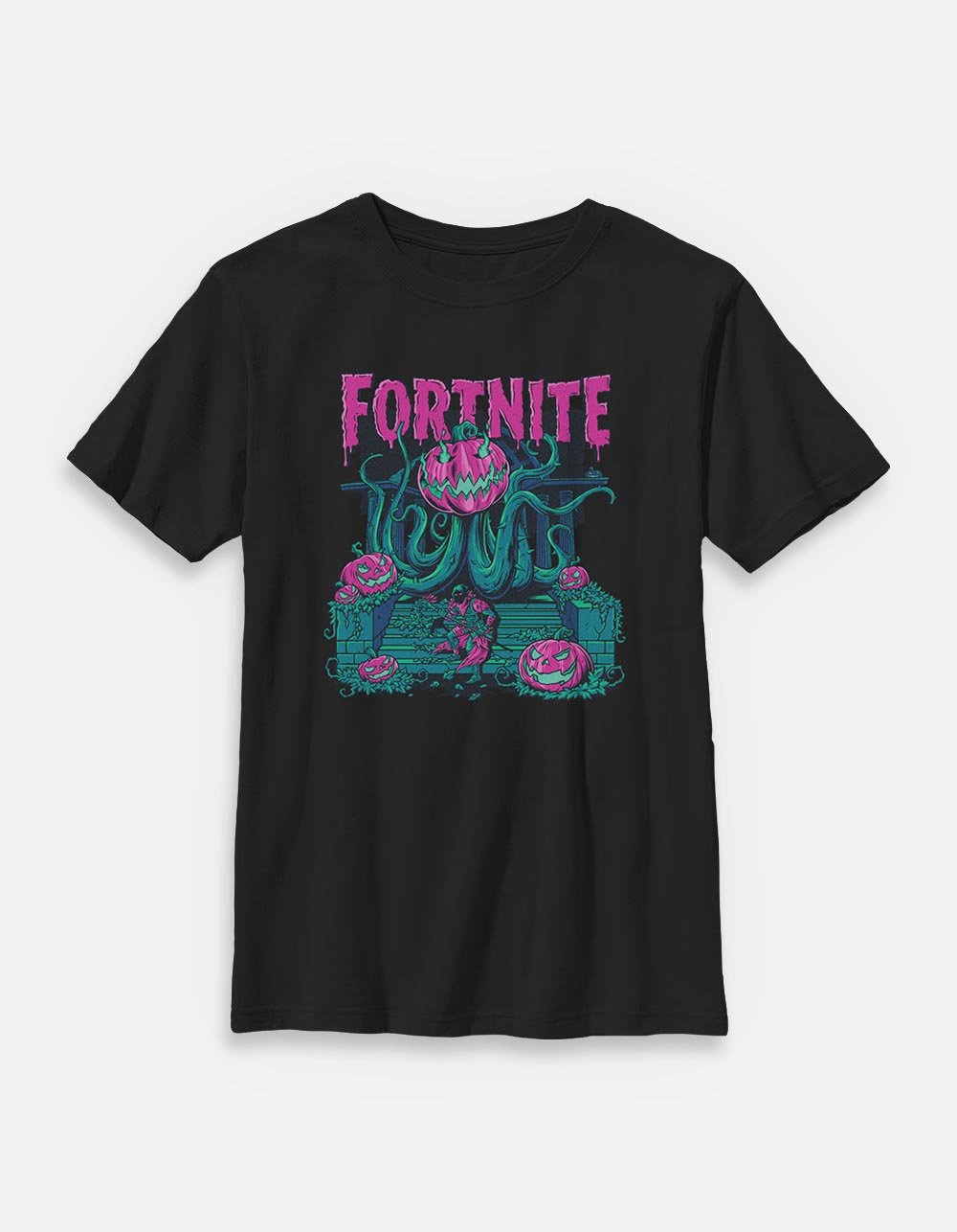 FORTNITE Scary Pumpkin Unisex Kids Tee - BLACK