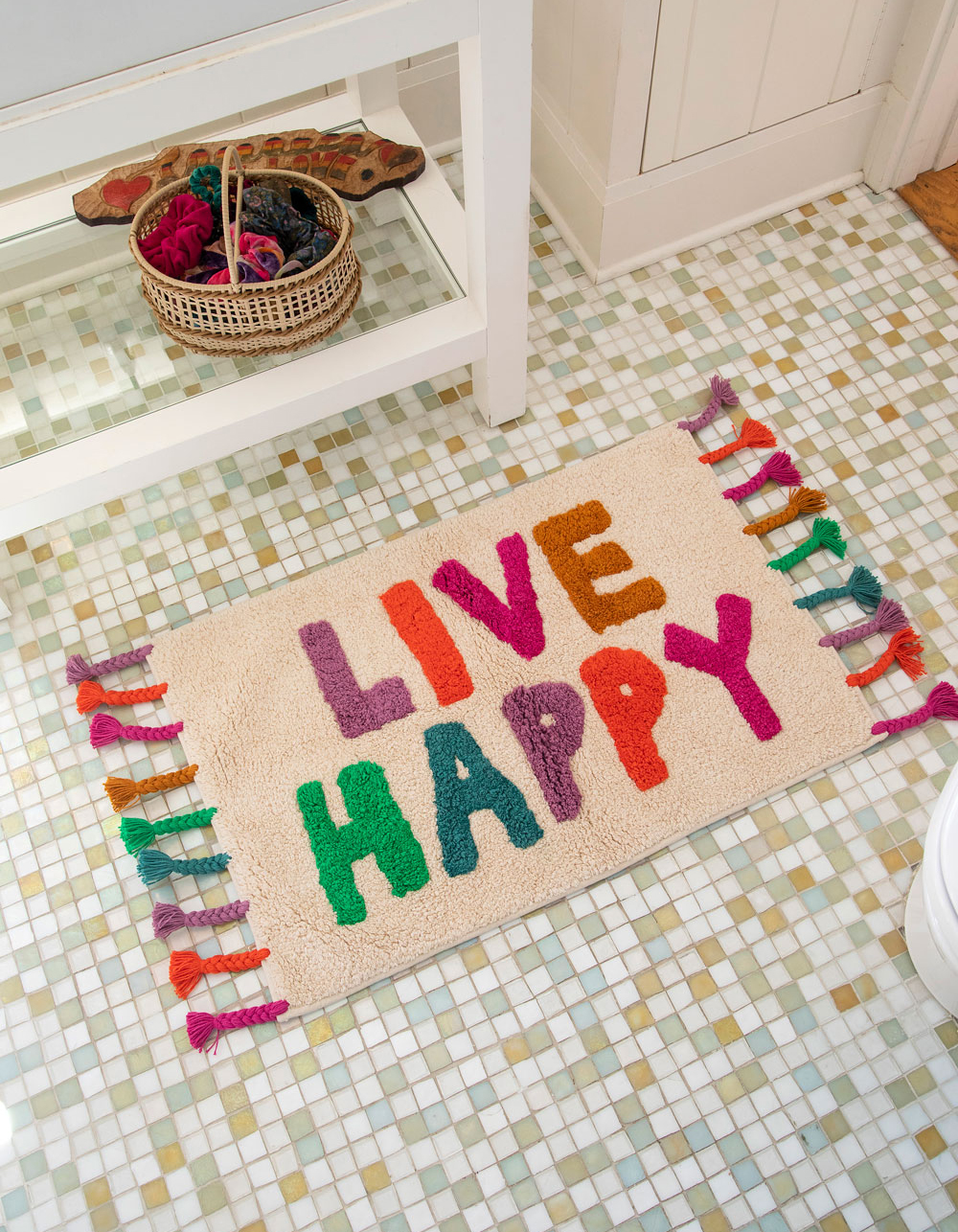 NATURAL LIFE Live Happy Tasseled Bath Mat MULTI Tillys