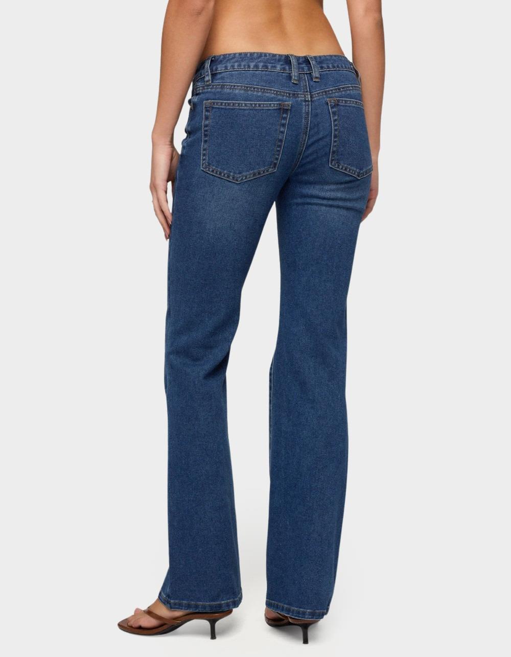 EDIKTED Vania Ultra Low Rise Bootcut Jeans - BLUE
