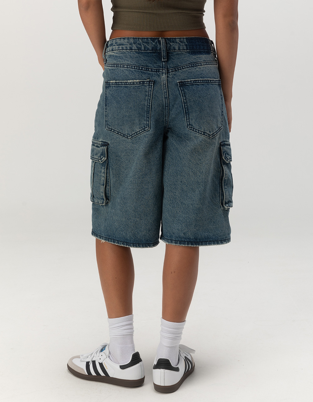 RSQ Womens Cargo Jorts - MEDIUM WASH
