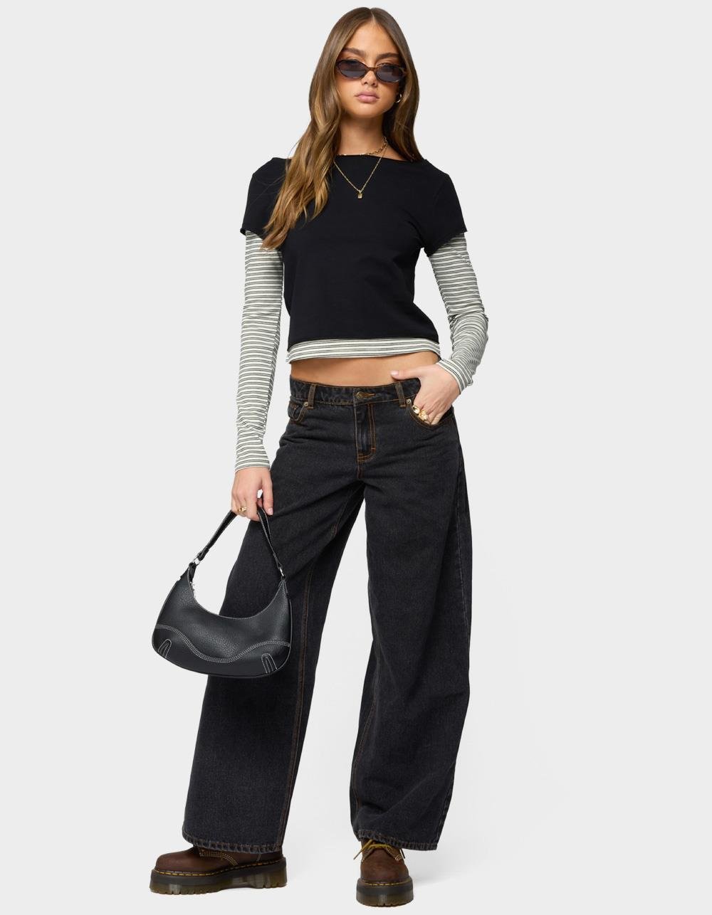 EDIKTED Layered Stripey Long Sleeve Tee