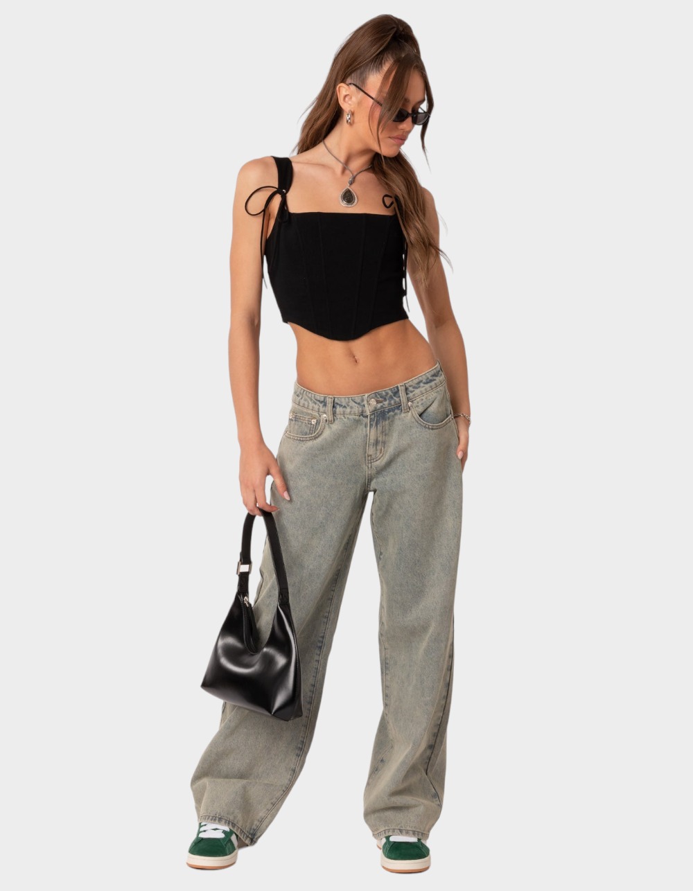 EDIKTED Magda Low Rise Acid Wash Jeans