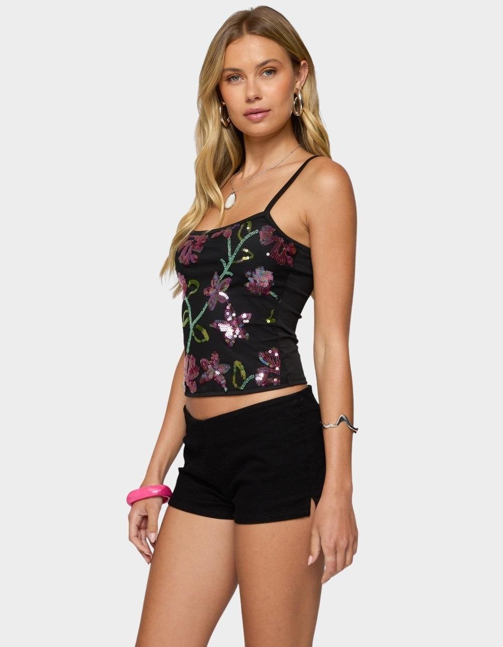 EDIKTED Beaded Floral Embroidered Tank Top
