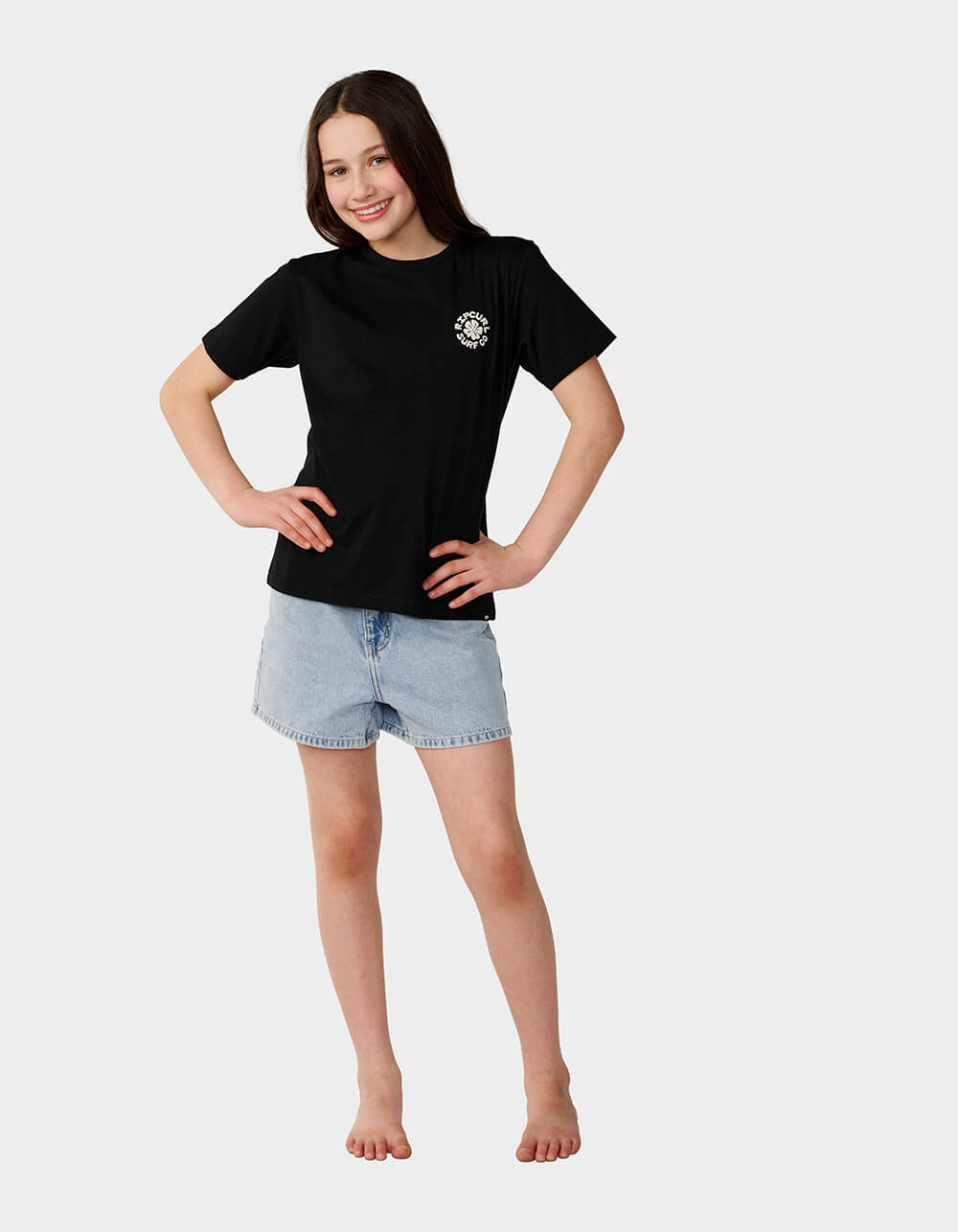 RIP CURL Party Wave Standard Girls Tee - BLACK
