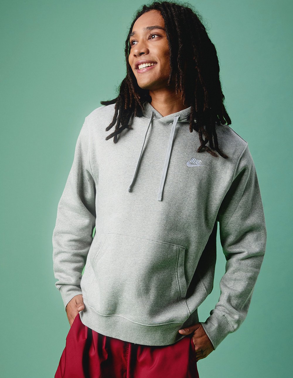 NIKE Sportswear Club Fleece Mens Pullover Hoodie - HEATHER GRAY