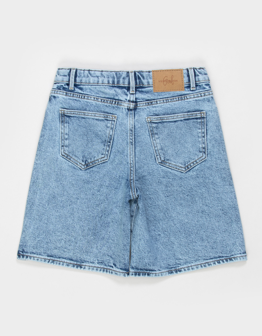 VERO MODA Girls High Rise Long Denim Shorts - MEDIUM WASH