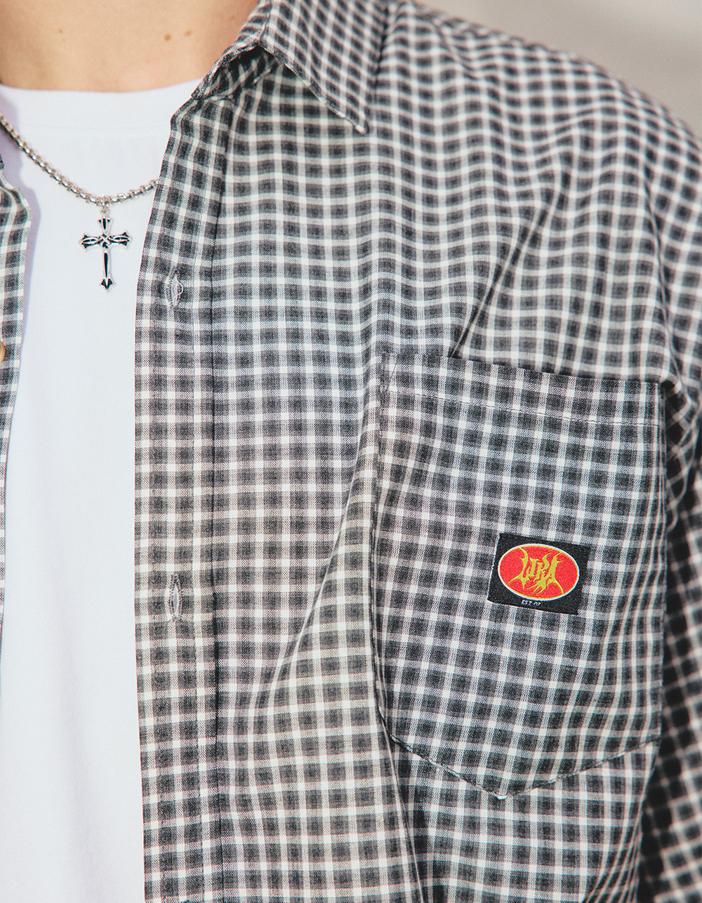 LIRA Plaid Mens Button Up Shirt - BLK/WHT