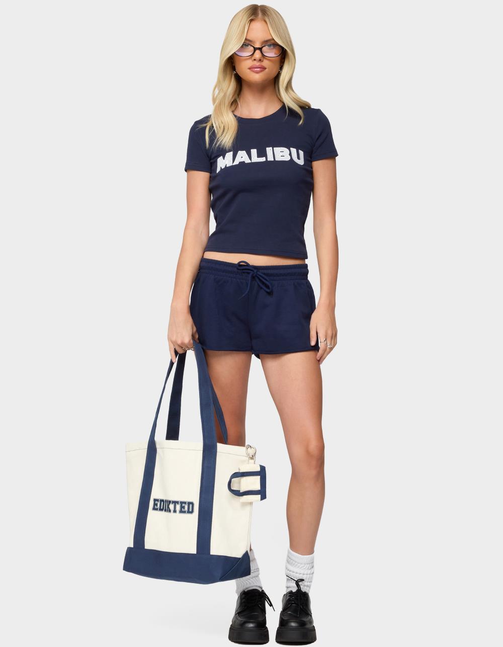 EDIKTED Pacific Coast French Terry Sweat Shorts - NAVY