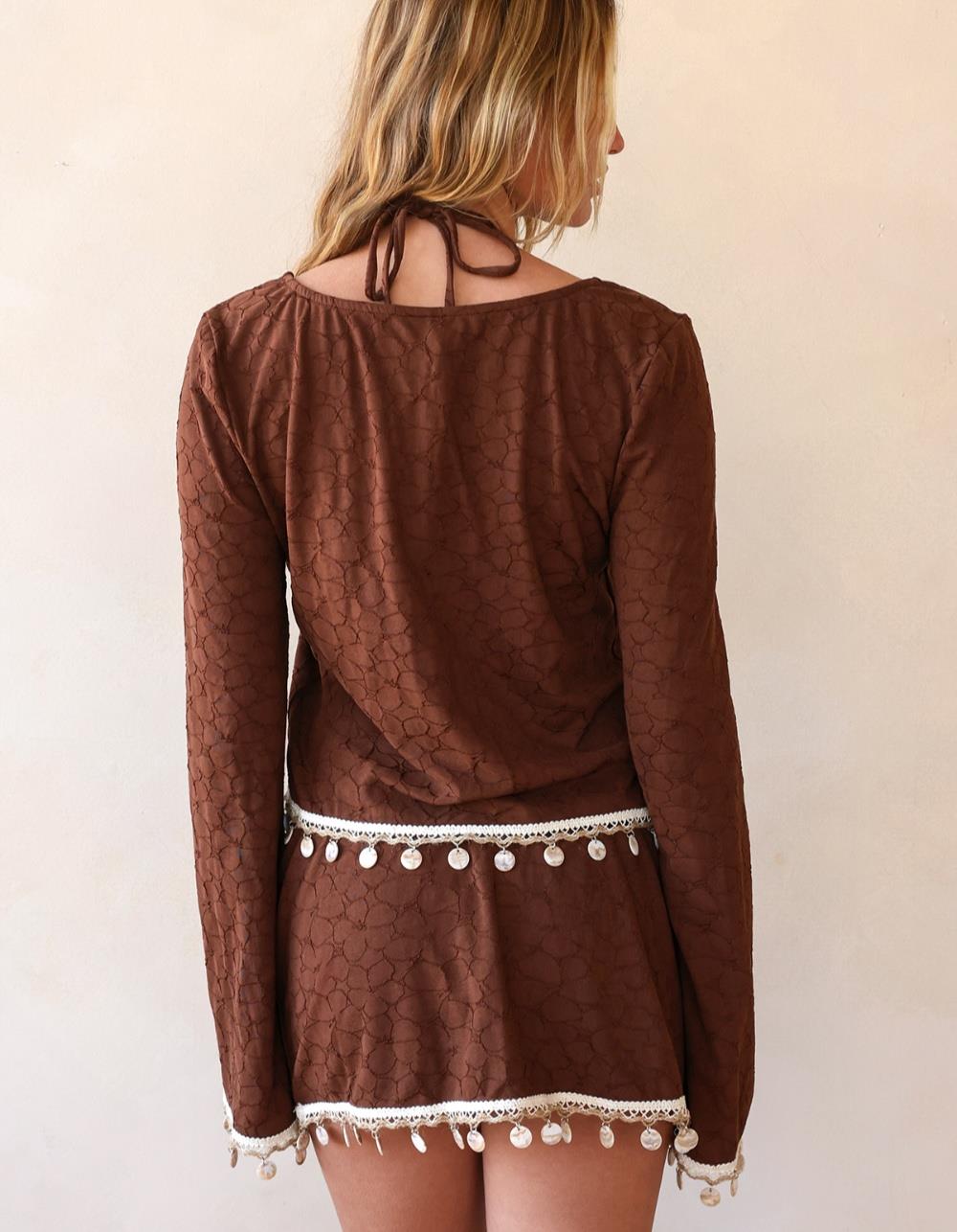 RIS-K Firecracker Mini Skirt - DARK BROWN