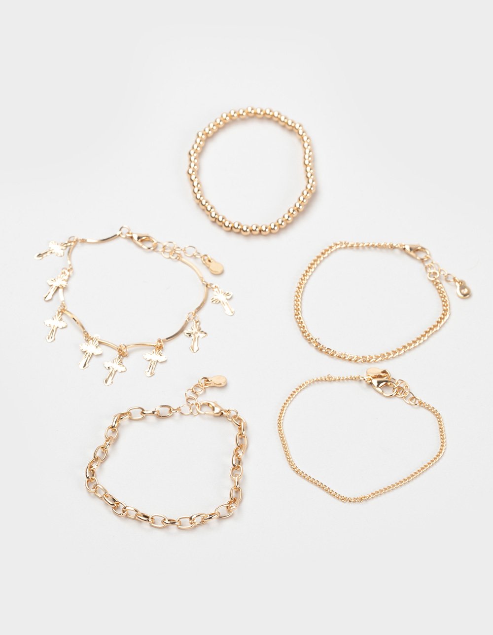 FULL TILT 5 Pack Cross Charm Bracelets - GOLD