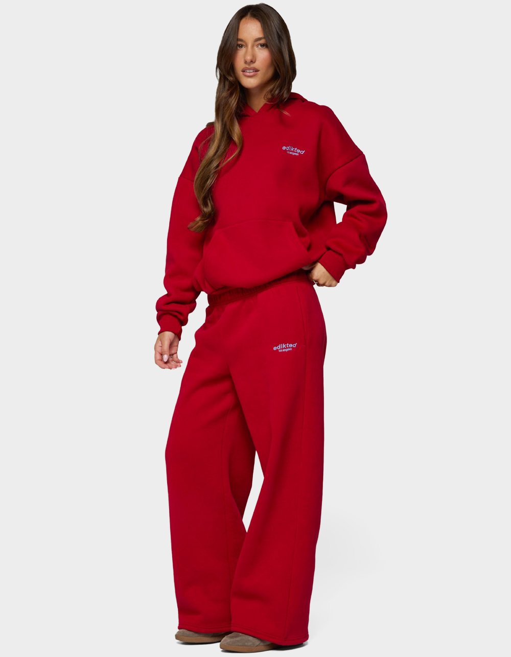 EDIKTED Los Angeles Sweatpants - RED
