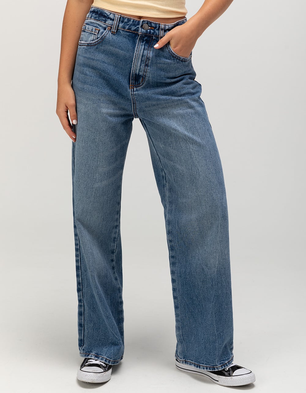 BILLABONG Aaliyah Womens Baggy Denim Jeans - MEDIUM WASH