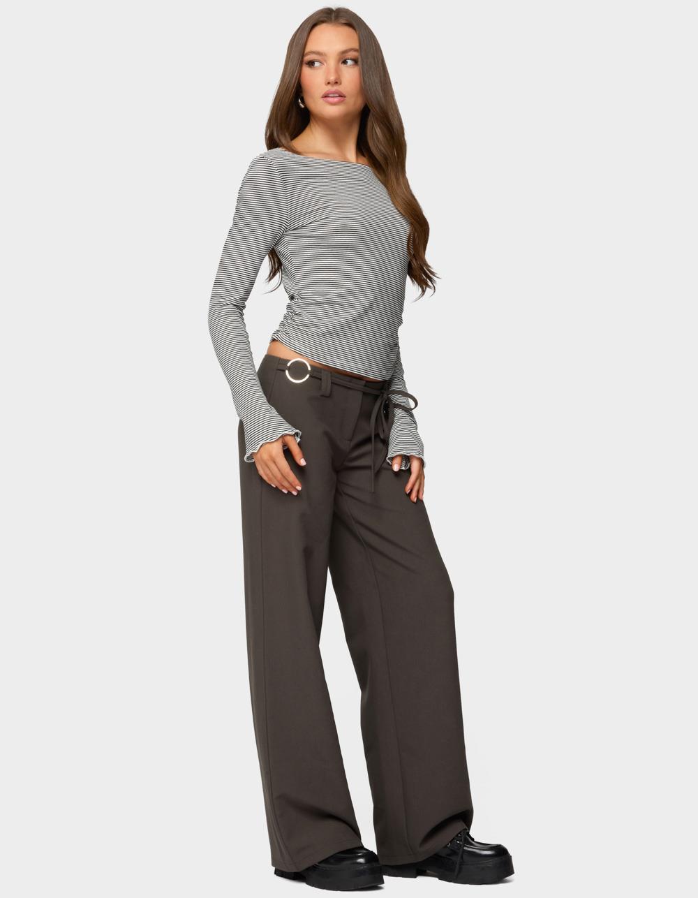 EDIKTED Leyna Striped Off Shoulder Top - BLACK