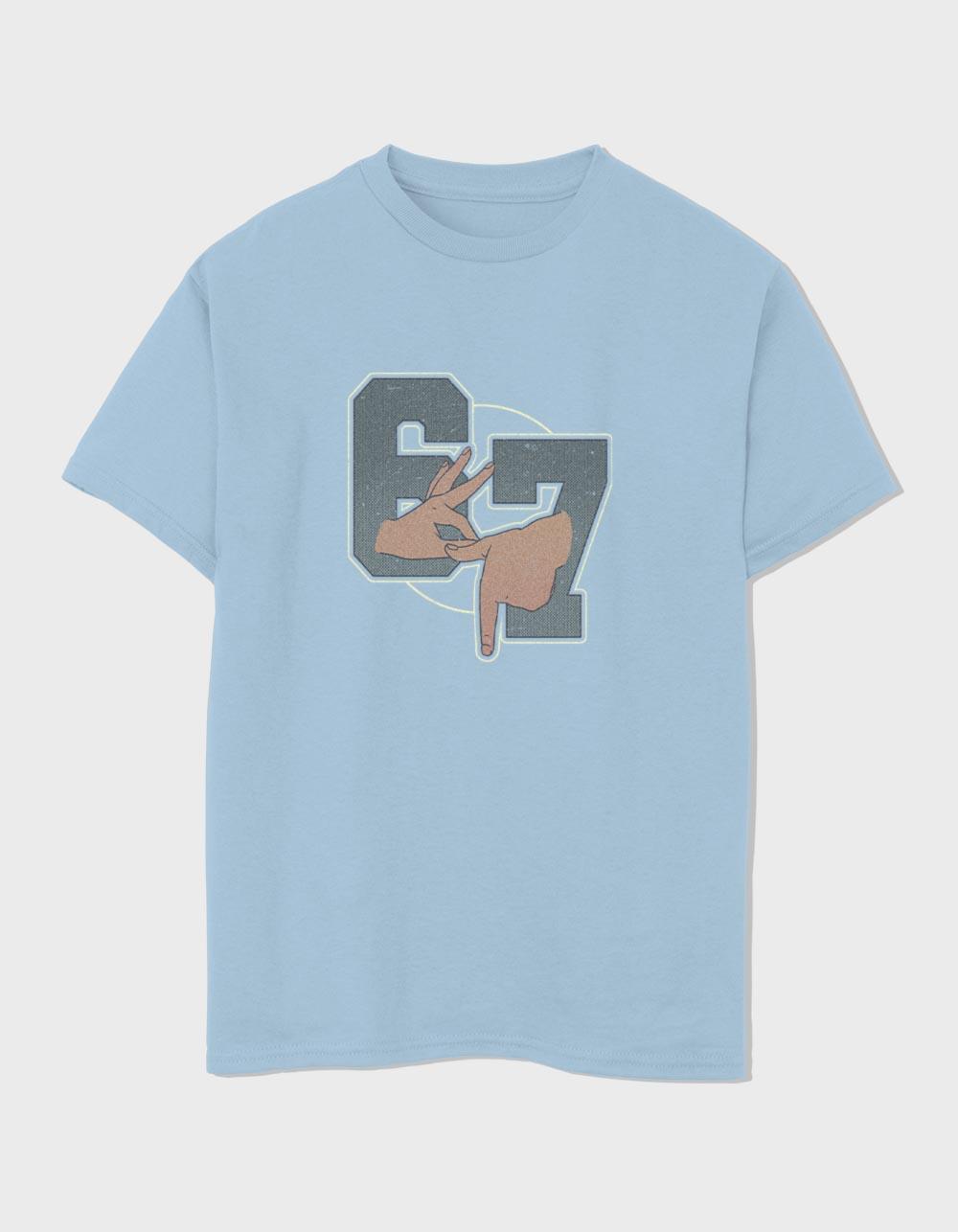 67 Hand Signs Circle Unisex Kids Tee - LIGHT BLUE
