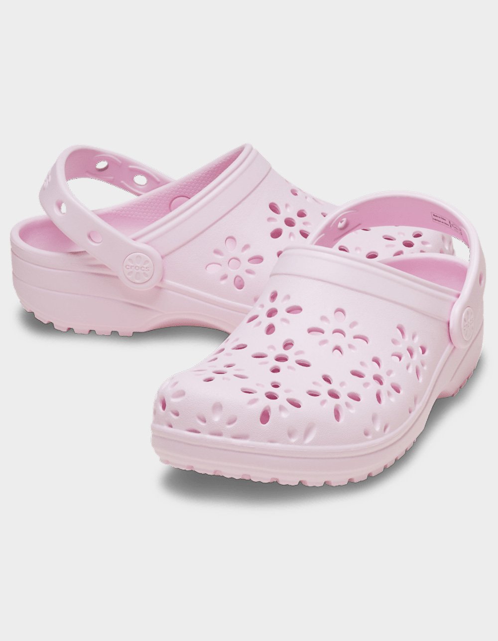CROCS Floral Cut-Out Girls Classic Clogs - LIGHT PINK